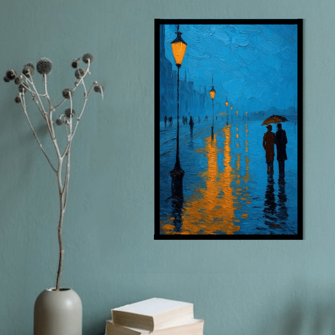 Romantic Rain Street Canvas Wall Art - Memories InsiteRAIN STREET FRAME CANVES - STRECHED